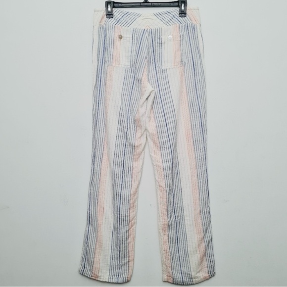 Sundance White & Multicolor Striped Gauze Cotton Pants | Button Front | Size S - Picture 3 of 7